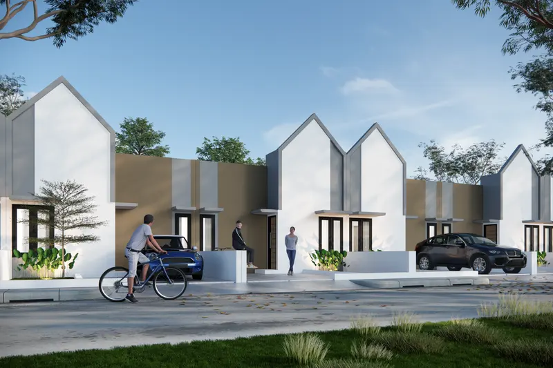 Ilustrasi deretan rumah tipe 36/72 Esa de Icon
